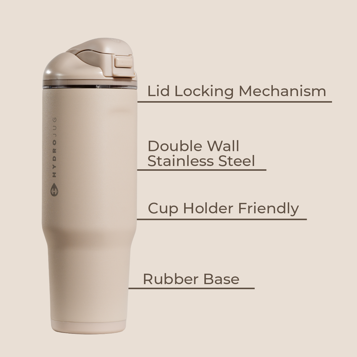 Dune 40oz Ease2o Features: Locking Lid, Stainless Steel, Rubber Base