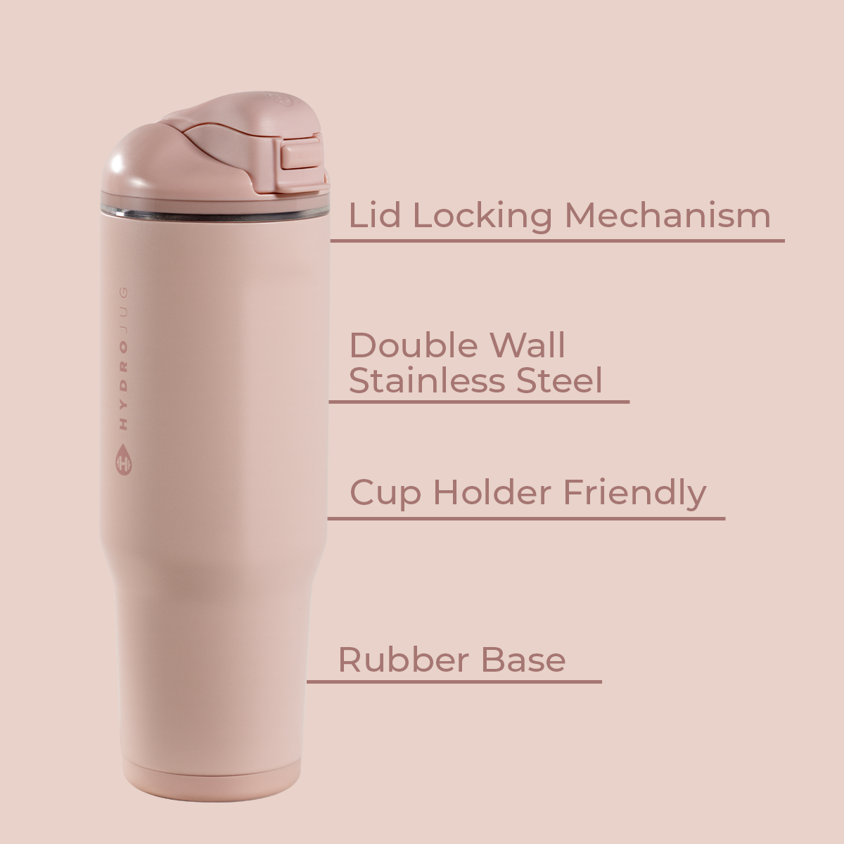 Dusty Rose 40oz Ease2o Features: Locking Lid, Stainless Steel, Rubber Base