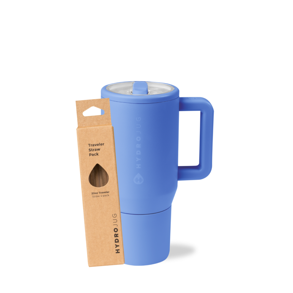Light Blue Traveler 20oz + Replacement Straw Pack