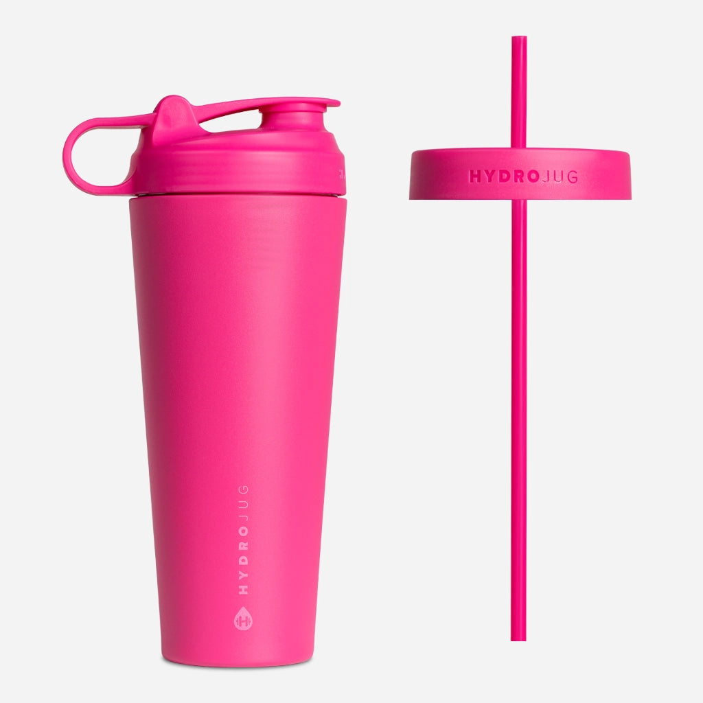 24OZ/700ml Double Wall Plastic Tumbler with Straw & Lid (Coral Red, Paint)